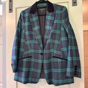 Talbots Women's Plaid Blazer - Green and Black